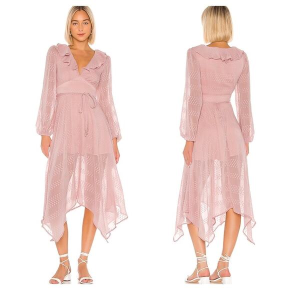 Tularosa Dresses & Skirts - NEW Tularosa Pink Ruffle Midi Dress